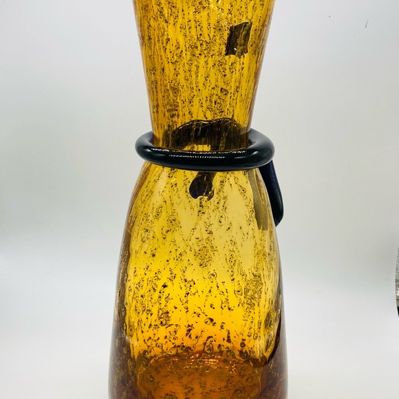 Makora Krosno Poland Hand-Blown Amber Glass Vase - Picture 9 of 12